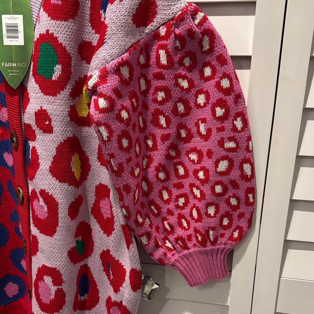FARM Rio NWT Oversized Leopard POP Cardigan in 100% Cotton(sold out online) - Picture 8 of 13